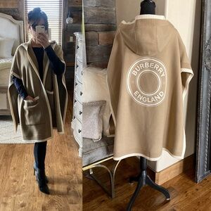 Burberry Wool Cashmere Knit Hooded Cape